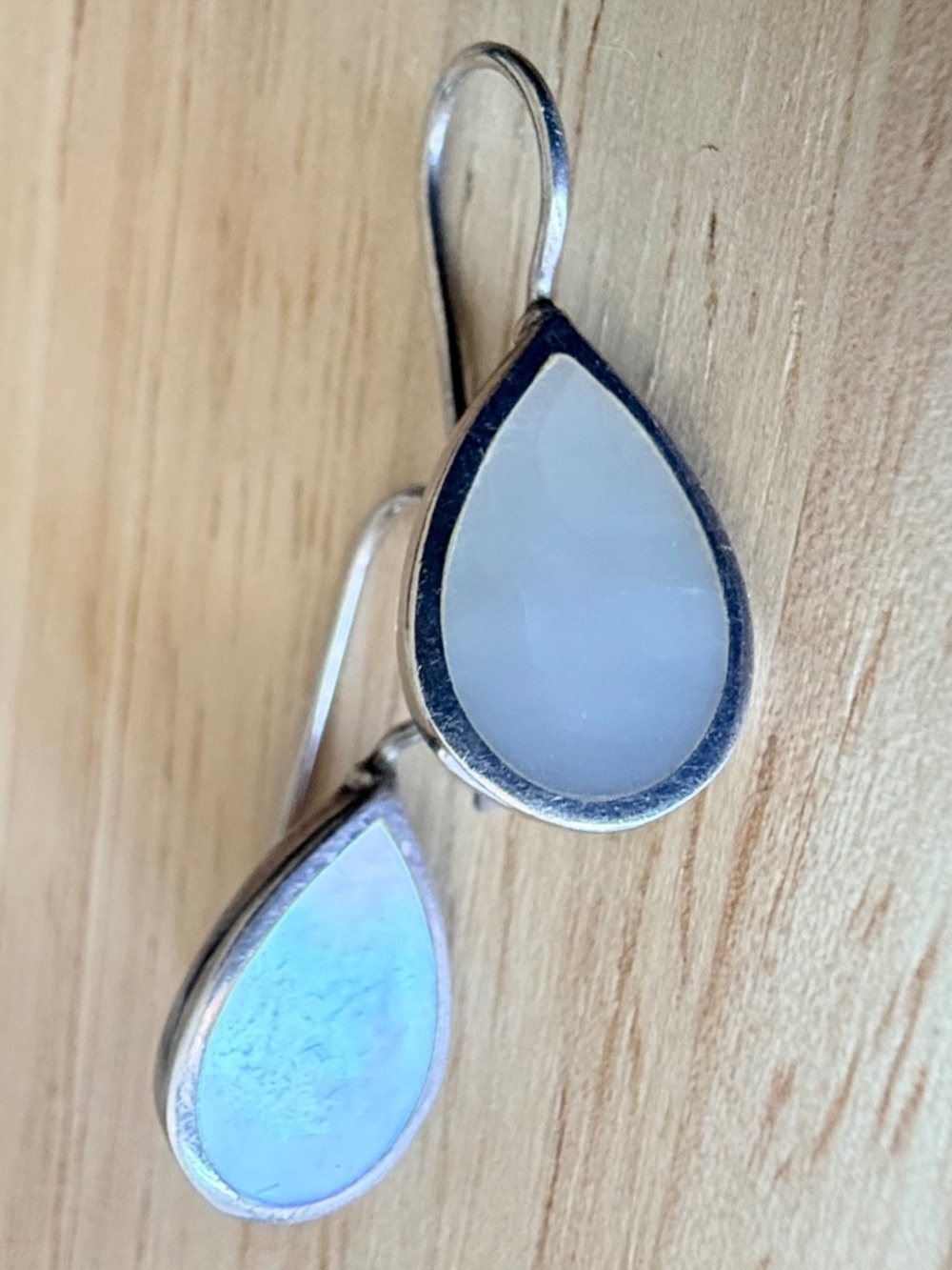 Thailand Sterling Silver Teardrop Mother of Pearl Earrings